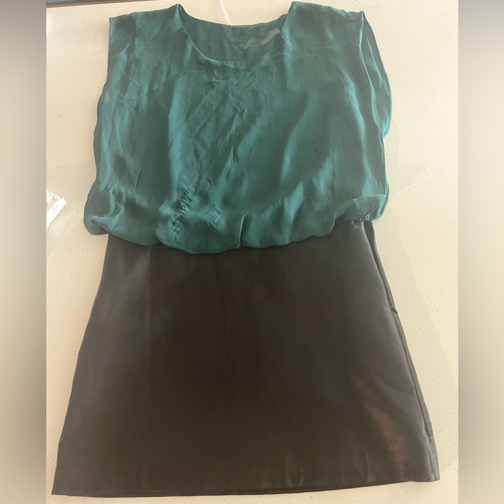 Oscar de la Renta retro- Leather and silk designer dress